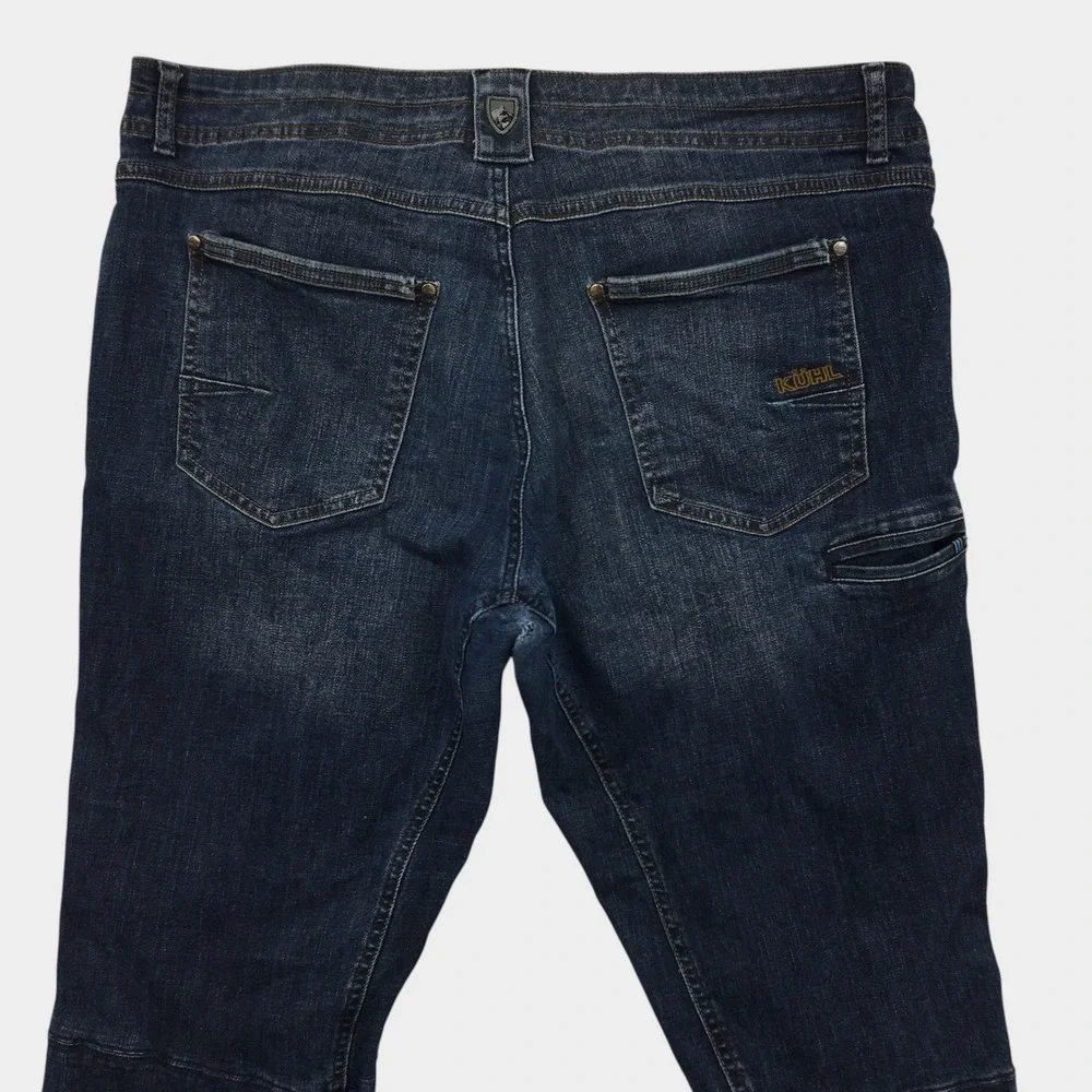 KUHL Rydr Jeans Mens 38x34 Dark Indigo Blue Articulated Knee Denim Pants (FLAW)